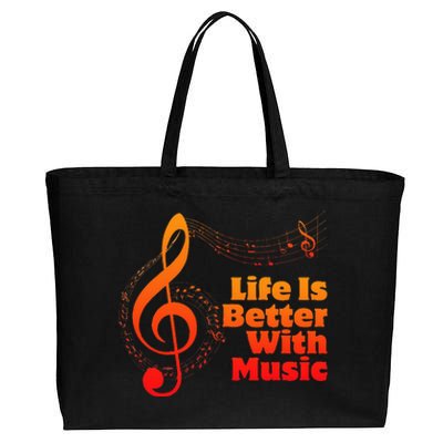 Life Is Better With Music Theory Musician Teacher Notes Clef Cotton Canvas Jumbo Tote