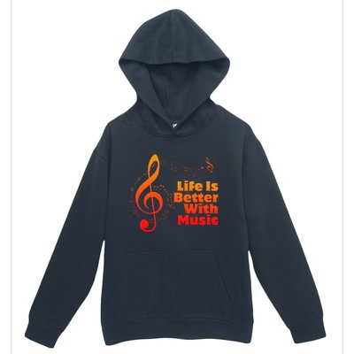 Life Is Better With Music Theory Musician Teacher Notes Clef Urban Pullover Hoodie