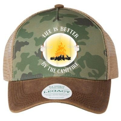 Life Is Better By The Campfire Funny Camping Legacy Tie Dye Trucker Hat