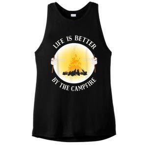 Life Is Better By The Campfire Funny Camping Ladies PosiCharge Tri-Blend Wicking Tank