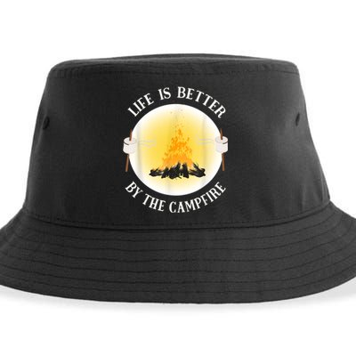 Life Is Better By The Campfire Funny Camping Sustainable Bucket Hat