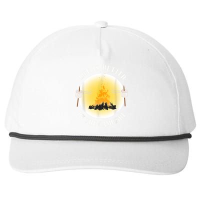 Life Is Better By The Campfire Funny Camping Snapback Five-Panel Rope Hat