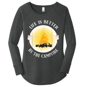 Life Is Better By The Campfire Funny Camping Women's Perfect Tri Tunic Long Sleeve Shirt