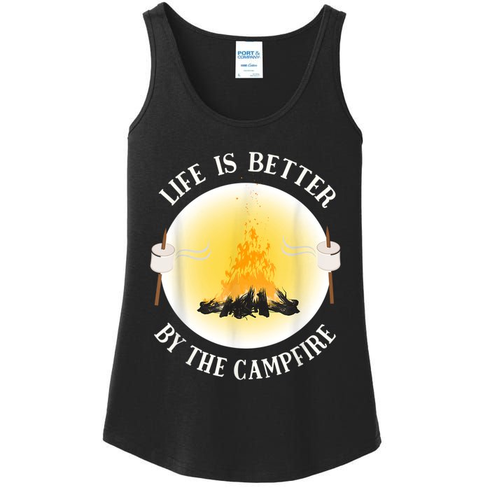 Life Is Better By The Campfire Funny Camping Ladies Essential Tank