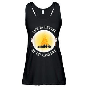 Life Is Better By The Campfire Funny Camping Ladies Essential Flowy Tank