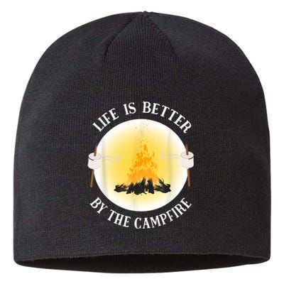 Life Is Better By The Campfire Funny Camping Sustainable Beanie