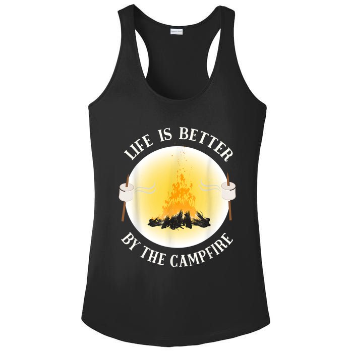 Life Is Better By The Campfire Funny Camping Ladies PosiCharge Competitor Racerback Tank