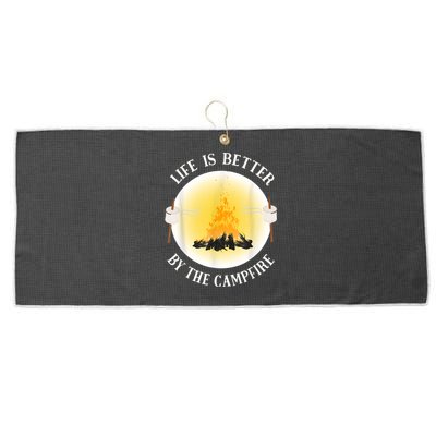 Life Is Better By The Campfire Funny Camping Large Microfiber Waffle Golf Towel