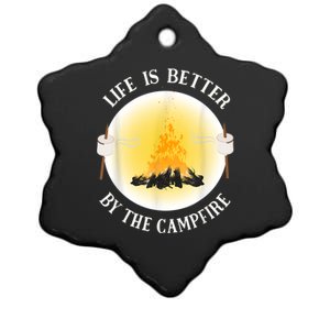 Life Is Better By The Campfire Funny Camping Ceramic Star Ornament