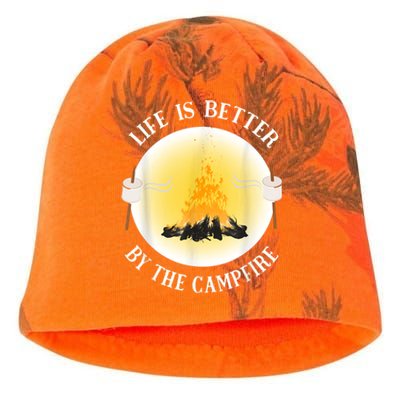 Life Is Better By The Campfire Funny Camping Kati - Camo Knit Beanie