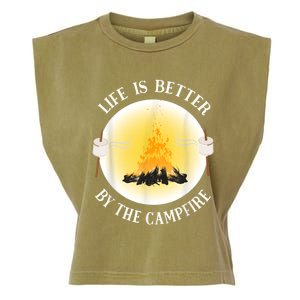 Life Is Better By The Campfire Funny Camping Garment-Dyed Women's Muscle Tee