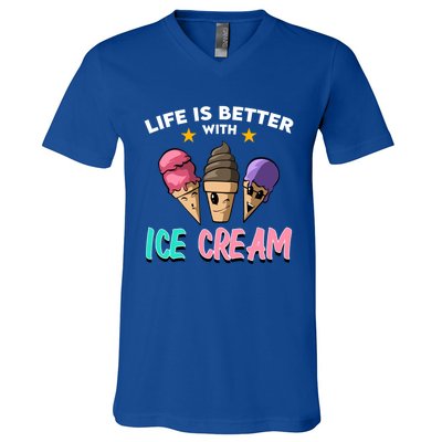 Life Is Better With Ice Cream Gift V-Neck T-Shirt