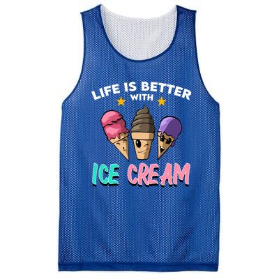 Life Is Better With Ice Cream Gift Mesh Reversible Basketball Jersey Tank