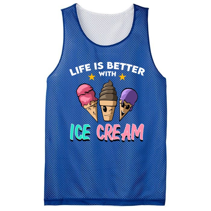 Life Is Better With Ice Cream Gift Mesh Reversible Basketball Jersey Tank