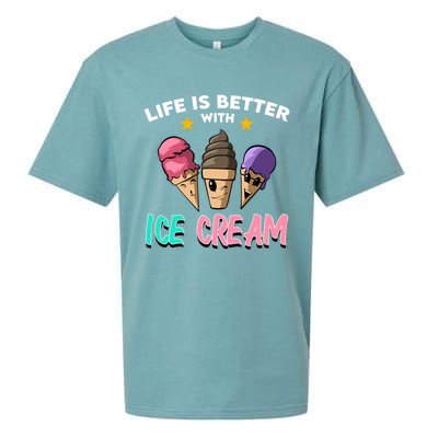 Life Is Better With Ice Cream Gift Sueded Cloud Jersey T-Shirt