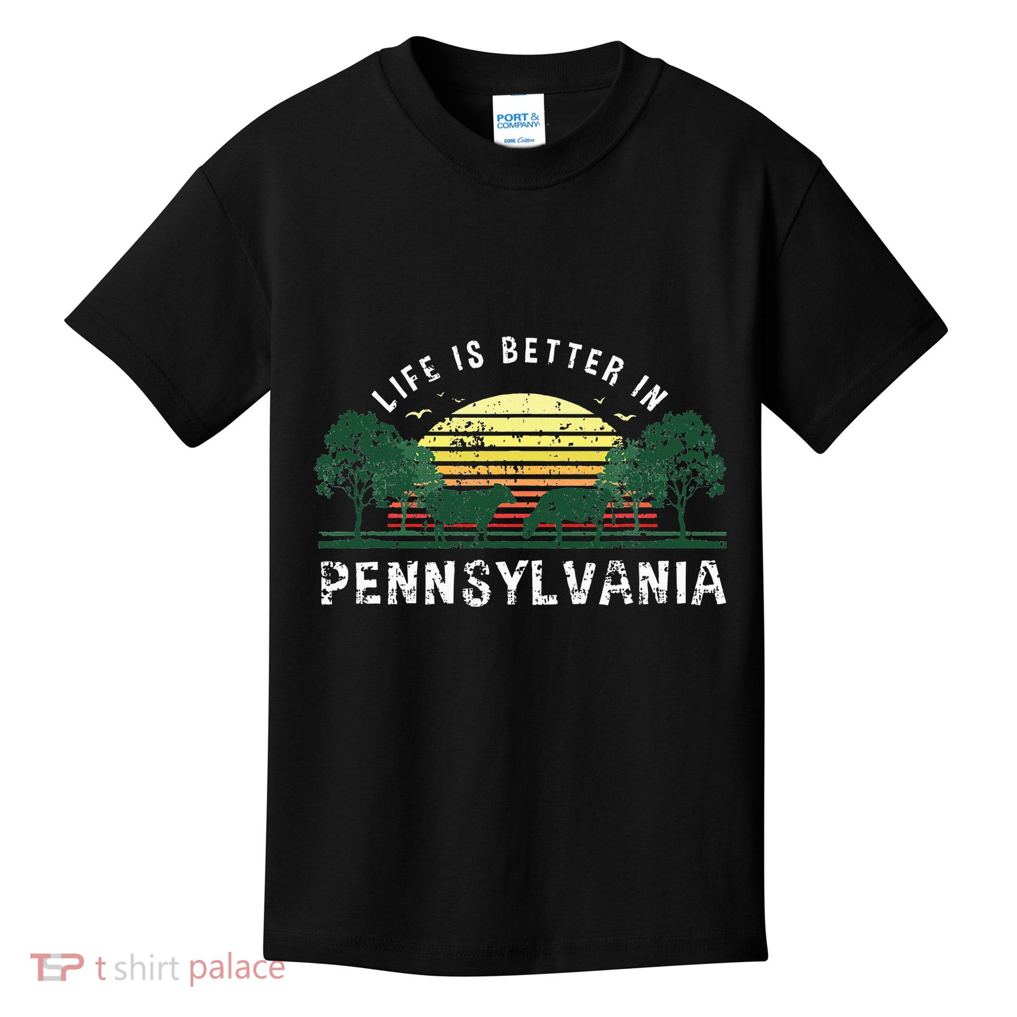 Life Is Better In Pennsylvania Farm Sunset Souvenir Kids T-Shirt