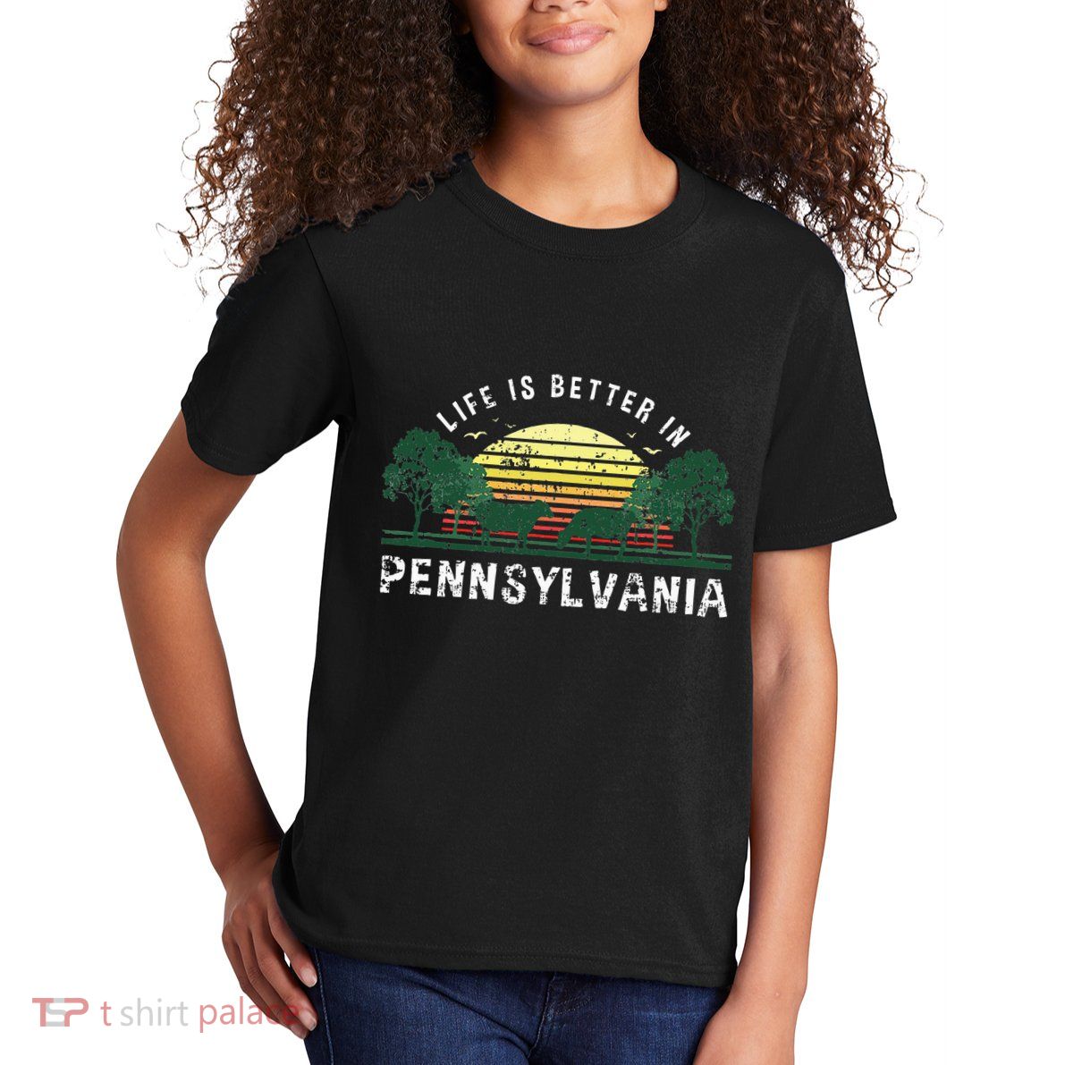 Life Is Better In Pennsylvania Farm Sunset Souvenir Kids T-Shirt