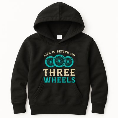 Life Is Better On Three Wheels Vintage Retro Bike Tricycle Kids Hoodie
