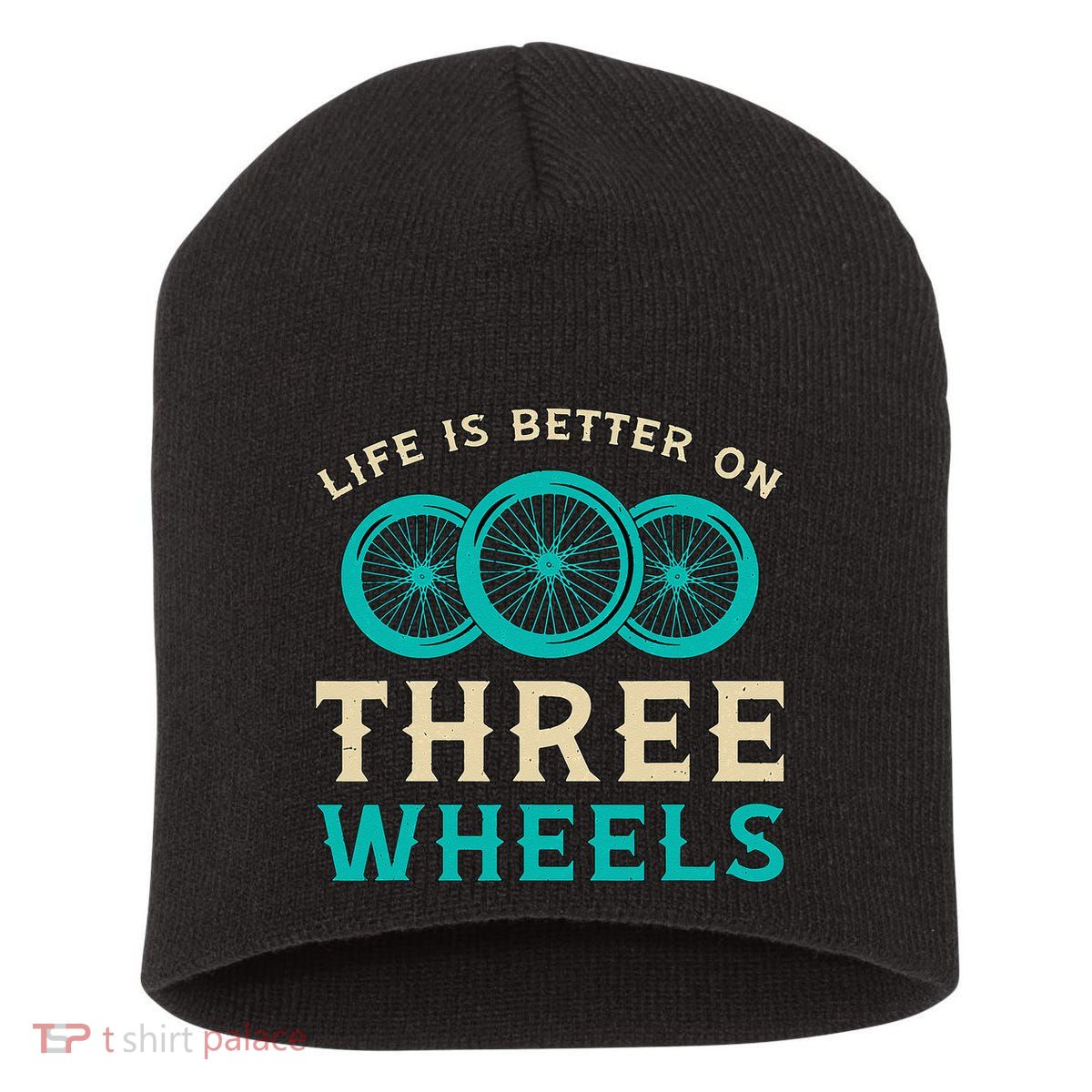 Life Is Better On Three Wheels Vintage Retro Bike Tricycle Short Acrylic Beanie