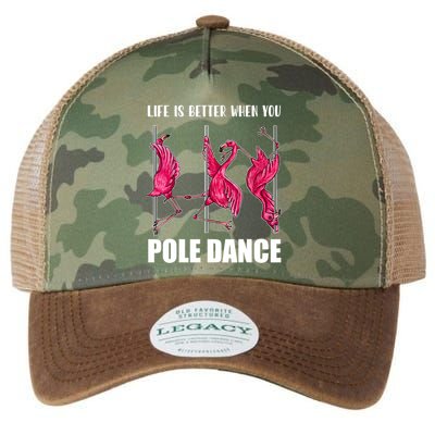 Life Is Better When You Pole Dance Funny Pole Dancing Flamingo Legacy Tie Dye Trucker Hat