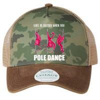 Life Is Better When You Pole Dance Funny Pole Dancing Flamingo Legacy Tie Dye Trucker Hat