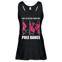 Life Is Better When You Pole Dance Funny Pole Dancing Flamingo Ladies Essential Flowy Tank