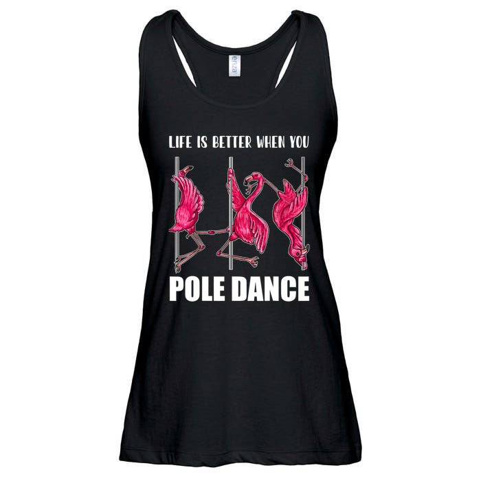 Life Is Better When You Pole Dance Funny Pole Dancing Flamingo Ladies Essential Flowy Tank