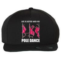 Life Is Better When You Pole Dance Funny Pole Dancing Flamingo Wool Snapback Cap
