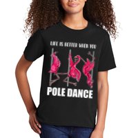 Life Is Better When You Pole Dance Funny Pole Dancing Flamingo Kids T-Shirt