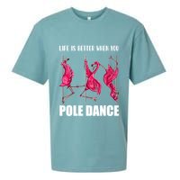 Life Is Better When You Pole Dance Funny Pole Dancing Flamingo Sueded Cloud Jersey T-Shirt