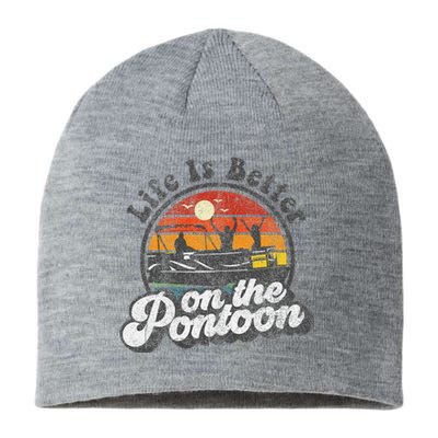 Life Is Better On The Pontoon Boat Funny Boating Lake Gift Sustainable Beanie