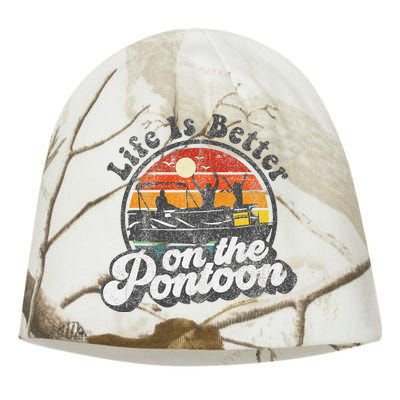 Life Is Better On The Pontoon Boat Funny Boating Lake Gift Kati - Camo Knit Beanie