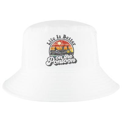 Life Is Better On The Pontoon Boat Funny Boating Lake Gift Cool Comfort Performance Bucket Hat