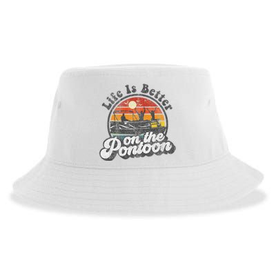 Life Is Better On The Pontoon Boat Funny Boating Lake Gift Sustainable Bucket Hat