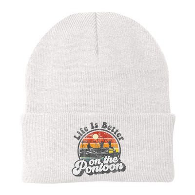 Life Is Better On The Pontoon Boat Funny Boating Lake Gift Knit Cap Winter Beanie