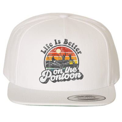 Life Is Better On The Pontoon Boat Funny Boating Lake Gift Wool Snapback Cap