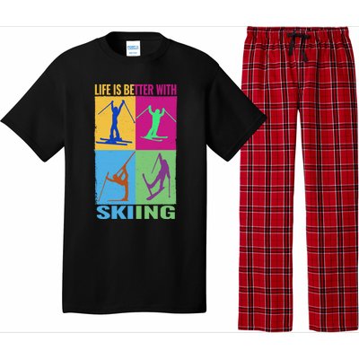 Life Is Better With Skiing Snow Ski And Funny Snow Skiing Gift Pajama Set