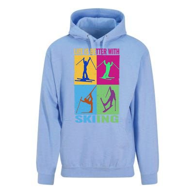 Life Is Better With Skiing Snow Ski And Funny Snow Skiing Gift Unisex Surf Hoodie