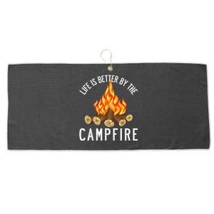 Life Is Better By The Campfire Funny Camping Outdoor Large Microfiber Waffle Golf Towel