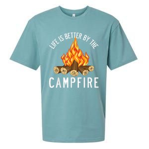 Life Is Better By The Campfire Funny Camping Outdoor Sueded Cloud Jersey T-Shirt