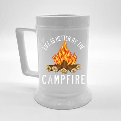 Life Is Better By The Campfire Funny Camping Outdoor Beer Stein