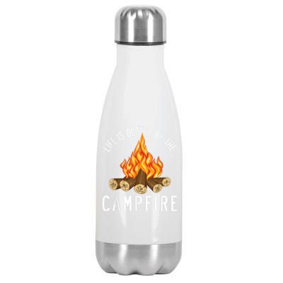 Life Is Better By The Campfire Funny Camping Outdoor Stainless Steel Insulated Water Bottle