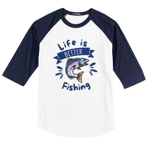 Life Is Better With Fishing Baseball Sleeve Shirt