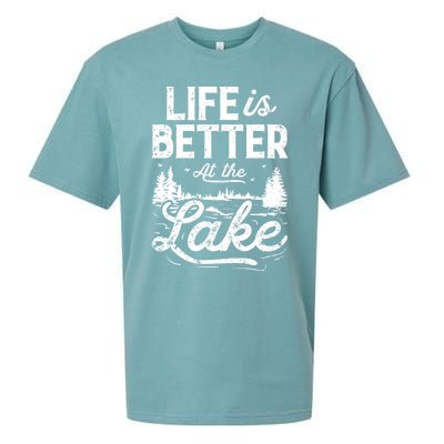 Life Is Better At Lake Gift Fishing Boating Sailing Funny Gift Sueded Cloud Jersey T-Shirt