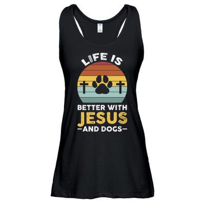 Life Is Better With Jesus And Dogs Jesus Ladies Essential Flowy Tank