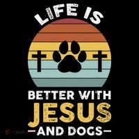 Life Is Better With Jesus And Dogs Jesus 16 in Basic Backpack