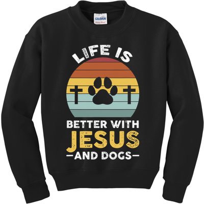 Life Is Better With Jesus And Dogs Jesus Kids Sweatshirt