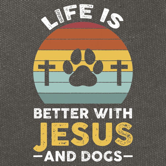 Life Is Better With Jesus And Dogs Jesus Cotton Canvas Backpack