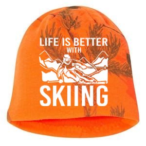 Life Is Better With Skiing Snow Skiers Snow Skiing Gift Kati - Camo Knit Beanie