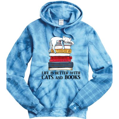 Life Is Better With Cats And Books Cat Book Tie Dye Hoodie